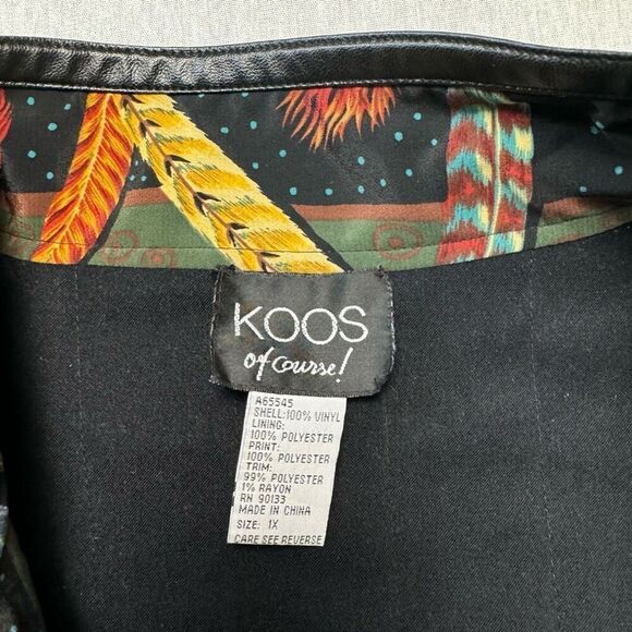 Vintage KOOS Of Course Vinyl Quilted Reversible Jacket Sz 1X - Picture 7 of 11